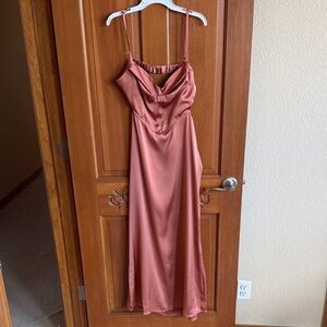 Hello Molly Terracotta Satin Maxi Dress